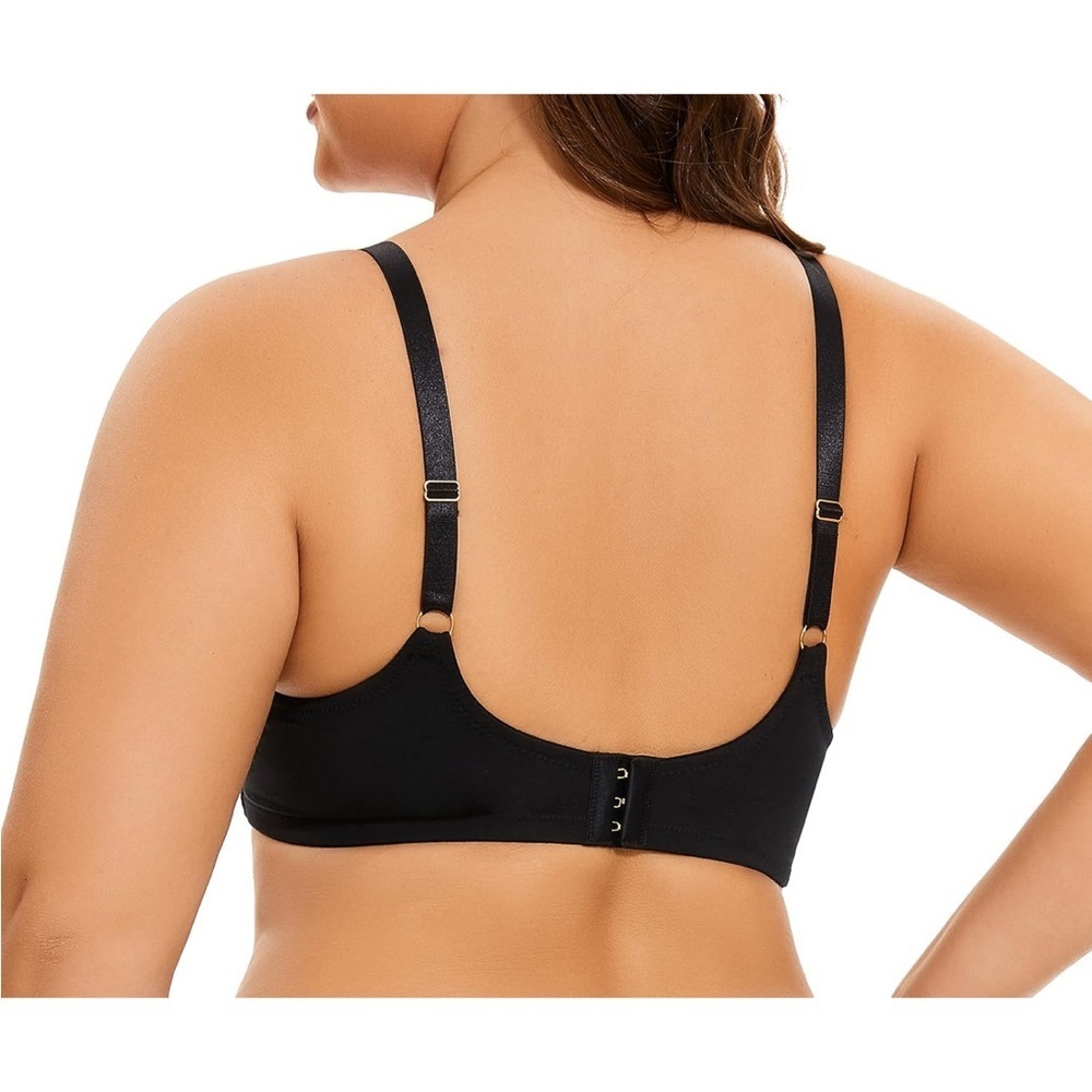 Angabriel Black Lace Underwire Bra Full Coverage Support Sexy Classic Lingerie - Picture 3 of 6
